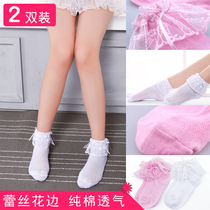  Childrens lace socks Girls spring and autumn thin mesh white Latin dance socks Summer lace princess socks dance socks