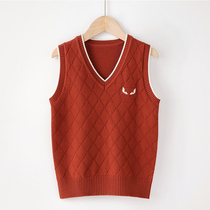 Childrens Korean version of the waistcoat for spring and autumn wearing a foreign air knit sweater vest Han version boy Baby Kan Shoulder Tide waistcoat