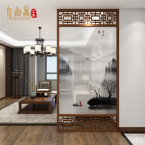 New Chinese style Solid Wood Hollow hollow landscape screen decoration living room hotel entrance door tea room office partition seat screen