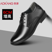 Aokang mens shoes 2021 new spring and autumn mens business dress leather leather casual inside office shoes