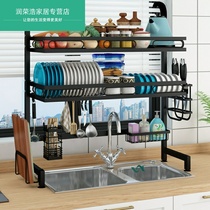 Kitchen sink shelf above bowl rack drain rack sink sink sink bowl tray tap dish storage rack