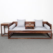 New Chinese Arhat bed sofa solid wood Zen old elm black walnut sleeping collapsed bed couch tenon structure furniture