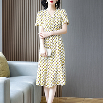 Heavy Pound Genuine Silk Tandem Dress High-end Mulberry Silk 2022 Pop Dress Children Summer Break Flowers New Hangzhou Big Card