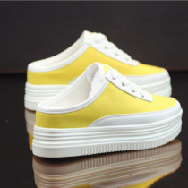 European station cool drag women wear 2020 summer new wild thick bottom increased canvas breathable baotou half slippers