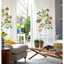 Nordic hand-painted simple hipster pastoral flowers semi-shading thick partition curtain finished curtain can be customized