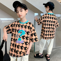 Child Fried Street T-Shirt Short Sleeve Summer Thin Boy Summer Clothing Half Sleeve Mens Child Summer Foreign Air T-Shirt Tide