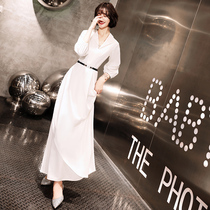 Evening dress female summer white temperament celebrity Gao Ding light Luxury Daily Noble elegant banquet dress usually wear