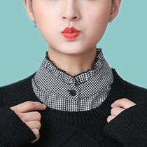 Fake collar children Joker fake collar shirt cotton decorative collar wood ear false collar plaid shirt fake collar female autumn and winter