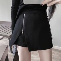 2021 summer side zipper split fork high waist irregular skirt women Joker anti-wear A- shaped skirt trouser skirt