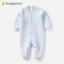 Tongtai baby uniforms men and women babies spring and autumn boneless three-layer cotton thickened warm conjoined