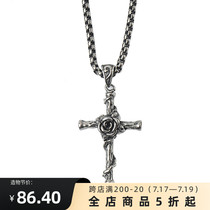 ROADLATIVE original design Tide brand Rose Cross Vintage Titanium steel Hip HOP STREET couple NECKLACE for men and women
