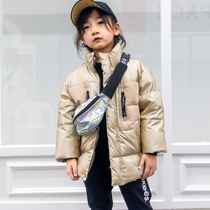 Childrens down jacket short winter foreign bread shiny waterproof thick baby boy down jacket jacket