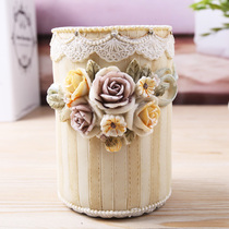 Pen holder creative fashion cute multifunctional desk retro stationery European storage box student birthday gift