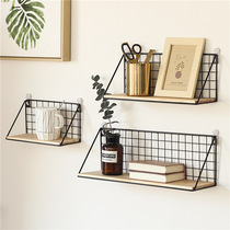 Creative wall rack bedroom Japanese Wall wrought iron wall hanging basket storage basket non-perforated hanging rack