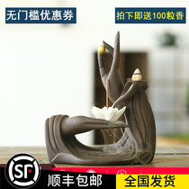 Moshou purple sand back incense burner Zen Buddha hand sandalwood stove home indoor aromatherapy stove large incense road creative ornaments