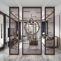 New Chinese living room solid wood screen partition wall Xiangyun grille decoration Xuanguan Brief about modern entrance door sheltering