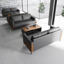 Office sofa coffee table combination set simple modern office negotiation VIP reception business leather trio