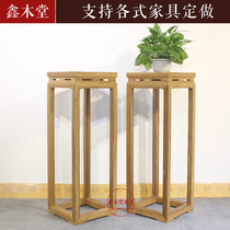 Old elm flower table new Chinese solid wood flower stand Zen living room flower stand corner table lamp tea room paint-free furniture