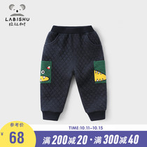 Rabbi tree childrens clothing boy pants 2020 Winter new childrens thick casual pants baby trousers fashion handsome