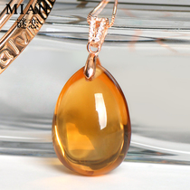 Natural yellow crystal pendant female rare grade Brazilian citrine necklace choker sweater chain cash transfer jewelry