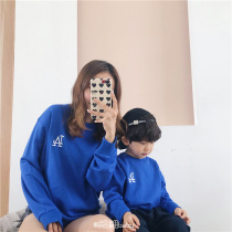 Spring and autumn winter New Men and women children children Street tide Blue parents parent-child fleece sweater