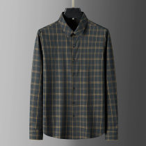 Light and luxurious new no-scratches high-end plaid shirt male body trendy business casual long sleeve inch-to-be-chair-lined clothing