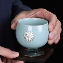 Yu kiln master cup opening cup with a large capacity personality tea bowl taste cup ice crack glass high-end kung fu cup