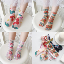 ins summer baby Korean version of Yayfeng baby childrens socks cute little flowers Joker Net red gauze pile socks