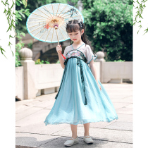 Girls Handwear jacket Skirt China Wind Summer Little Girl Ultra Fairy Gust Breeze Dress National Wind Summer Dress Childrens Dress