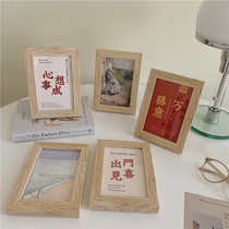 ins style simple photo album photo frame table can be hung wall six inch photo frame log ornaments bedroom room desktop decoration