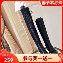 MCR large size women's shoes widened custom high boots fat sister cross straps knee-length boots stretch boots