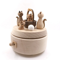 Taiwan jeancard Wooden Music Box Eight Tone Rotation Blessing Cats Birthday Gift Friends Valentine's Day Friends