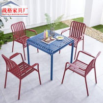 Outdoor leisure table and chair simple combination open air fresh coffee outdoor milk tea shop B & B aluminum alloy color set