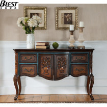 American Solid Wood Shuttle Classical Carving Multifunctional Doors Cabinet Color Porch Table Retro Cabinet