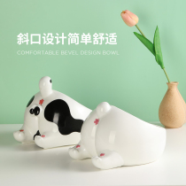 The new Wuli Wuli animal series ceramic cat bowl is easy to clean and cute animal shape pet bowl Pet food bowl