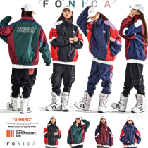 UNBIND Korean ski suit pants men and women single double board waterproof white black coat dress