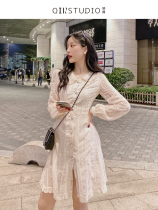 2021 Autumn New ins doll collar embroidery single-breasted temperament gentle wind dress female design sense niche