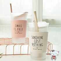 Milk tea cup Household portable anti-fall handy student straw cup Adult female net red new glass fashion