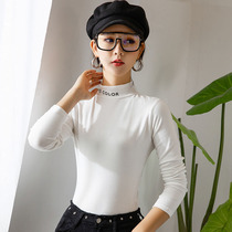 Semi-high neck base shirt womens long sleeve 2020 autumn and winter New slim body body shirt thin cotton French top