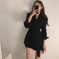 Lace suit jacket woman 2021 new spring autumn collection waist retro port Wind Han version loose casual 100 hitch suit woman