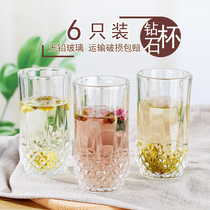 Creative trend net red diamond cup transparent household drinking cup Diamond diamond crystal glass cup 6pcs