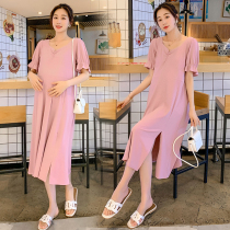 Pregnant Women summer dress 2021 new summer short sleeve tide mom temperament chiffon skirt loose size summer skirt