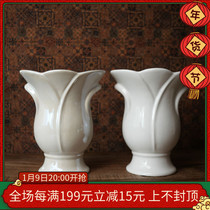 W1962 Foreign Trade single white magnolia flower shape open white ceramic vase flower ornaments pearl white ornaments