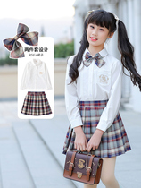 JK uniform set girl genuine full set of childrens autumn school uniform school Wind Autumn Winter shirt JK skirt