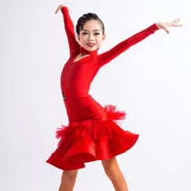 Star dance dress girl Latin dress costume red lace mesh dress with the same stage stage eye