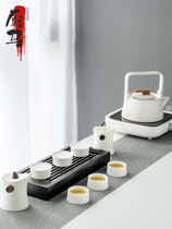 Kitchen Marge-Style Brief White Porcelain Tea Set Bubble Teapot Sets Office guest electric Tao Furnace Bubble Tea Tray Suit