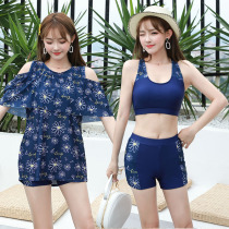 Swimsuit women split three-piece casual loose conservative daisy boxer 2021 new bubble bath hot spring