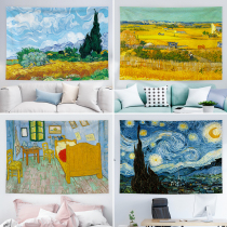 Van Gogh background cloth hanging cloth country art oil painting Starry Sky Sunflower room inn bedroom renovation decoration tapestry