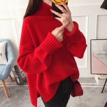 Turtleneck sweater women loose wear 2021 new autumn winter thick loose Korean version of foreign cashmere sweater bottoming coat