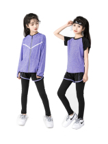 Zhongdang Childrens Yoga Clothing Childrens Quick Dry Fitness Clothing Short Sleeve Set Girl Sportswear Parent-child Running Spring and Summer